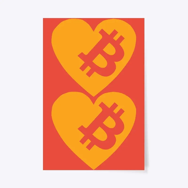 Bitcoin Heart Logo Wall Art