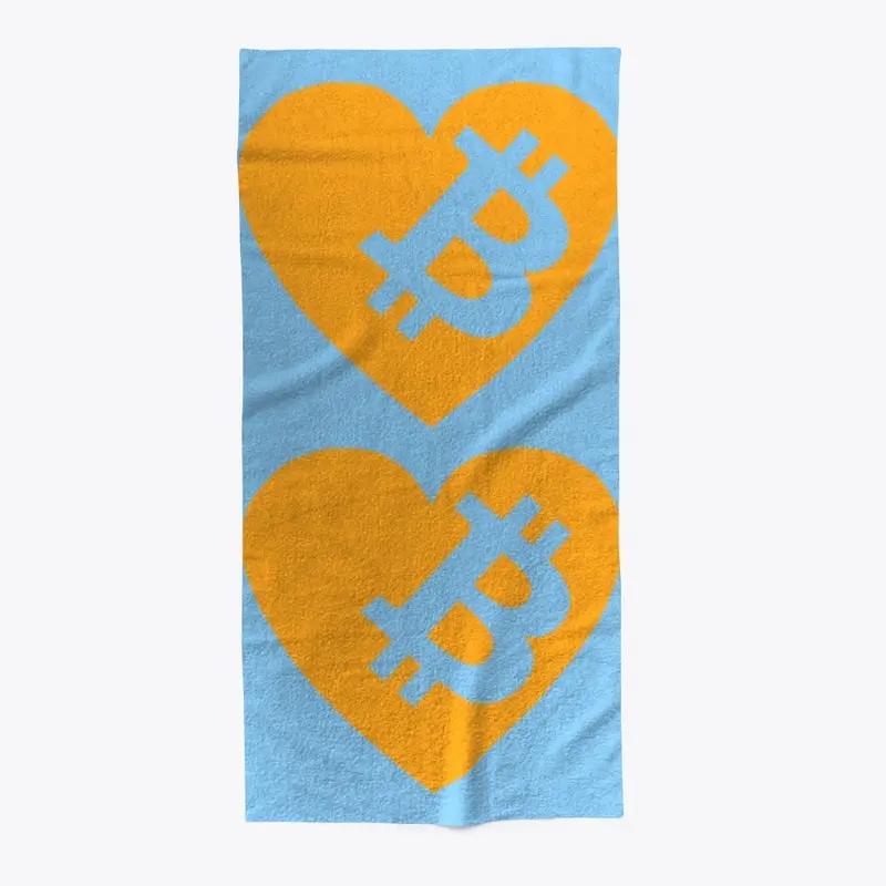 Bitcoin Heart Logo Beach Towel