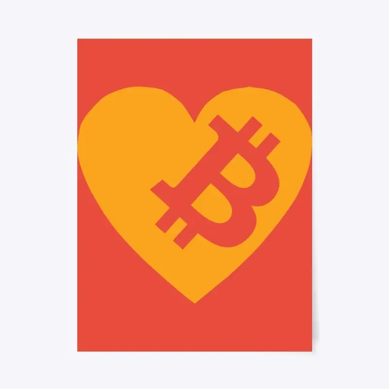 Bitcoin Heart Logo Wall Art