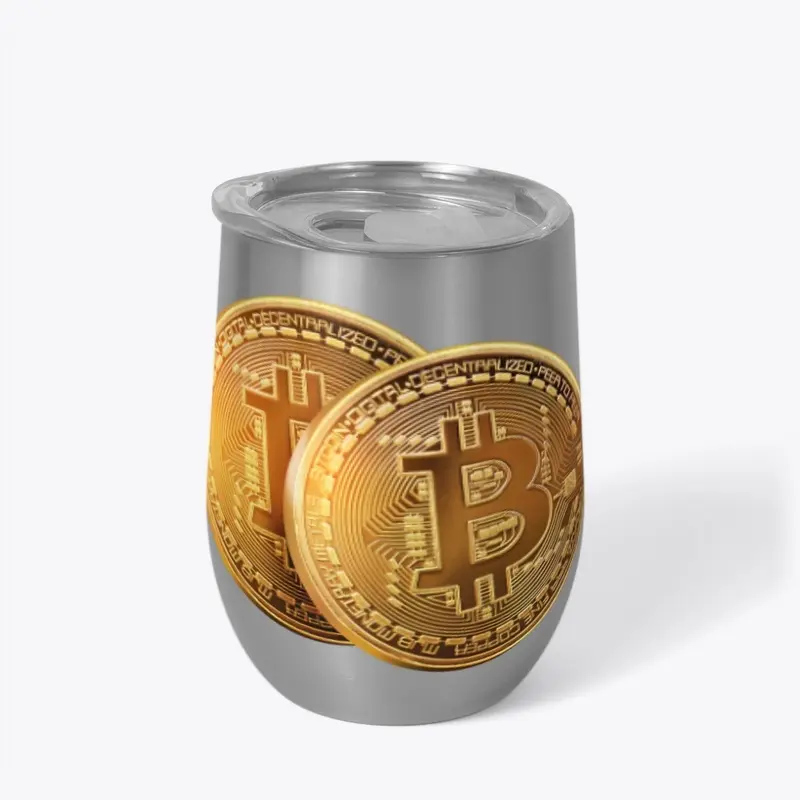 Bitcoin Coins Wine Tumbler