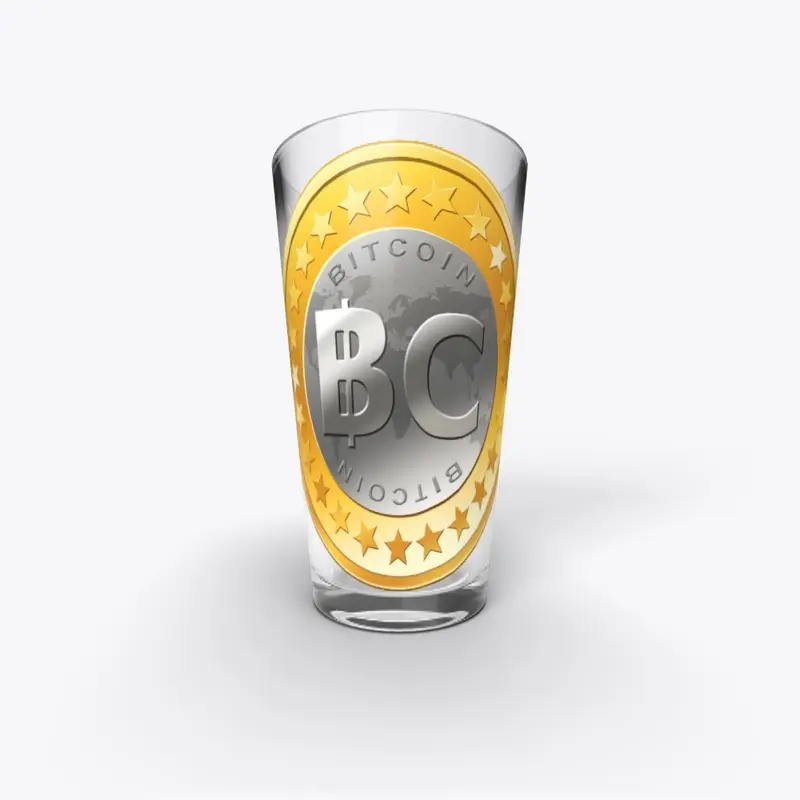 Bitcoin Coin Pint Glass