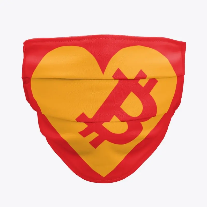 Bitcoin Heart Logo Face Mask