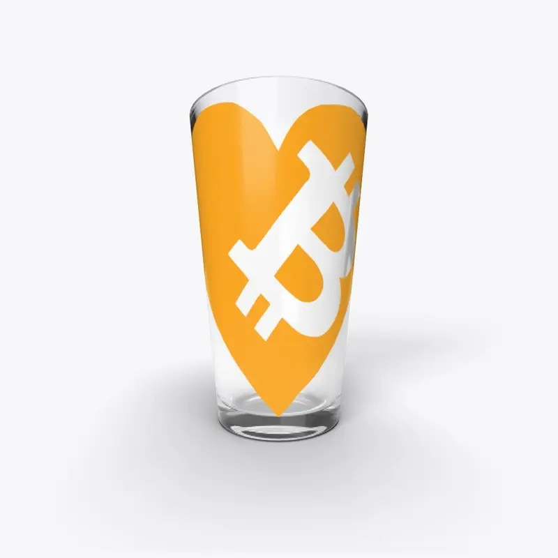 Bitcoin Heart Pint Glass